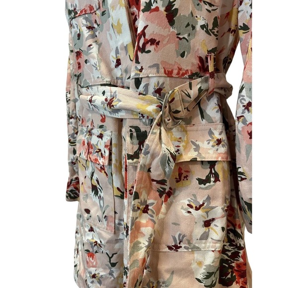 Anthropologie Mare Mare Shirt Dress Pink Floral Womens S Jacket Belt Cottagecore - Picture 9 of 14